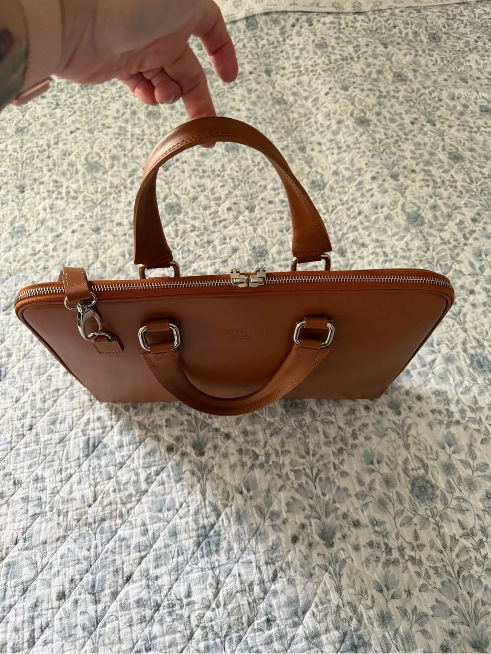 Persaman New York Italian leather Computer bag- B